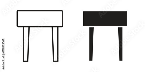 Stool icon illustration, thin line vector, web design sign,