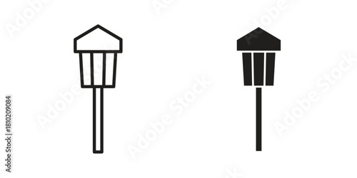 Street lamp icon illustration, thin line vector, web design sign,