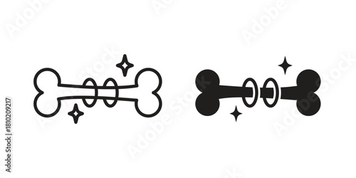 Strong healthy bones icon illustration, thin line vector, web design sign,