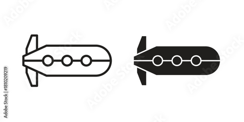 Submarine icon illustration, thin line vector, web design sign,
