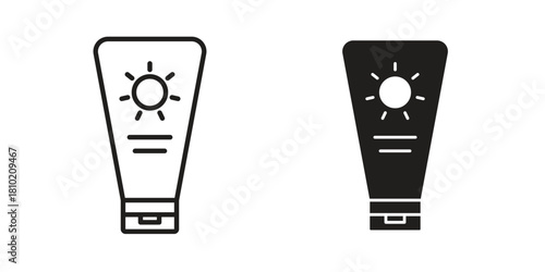 Sunscreen icon illustration, thin line vector, web design sign,