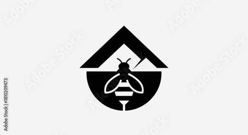 Abstract geometric bee logo design on white background for commercial use