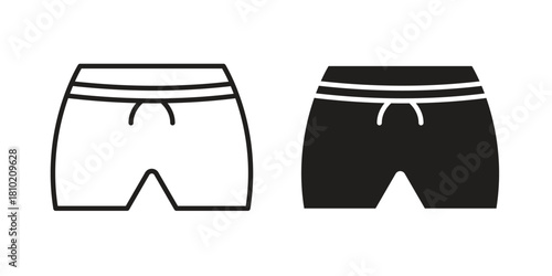 Swim shorts icon illustration, thin line vector, web design sign,