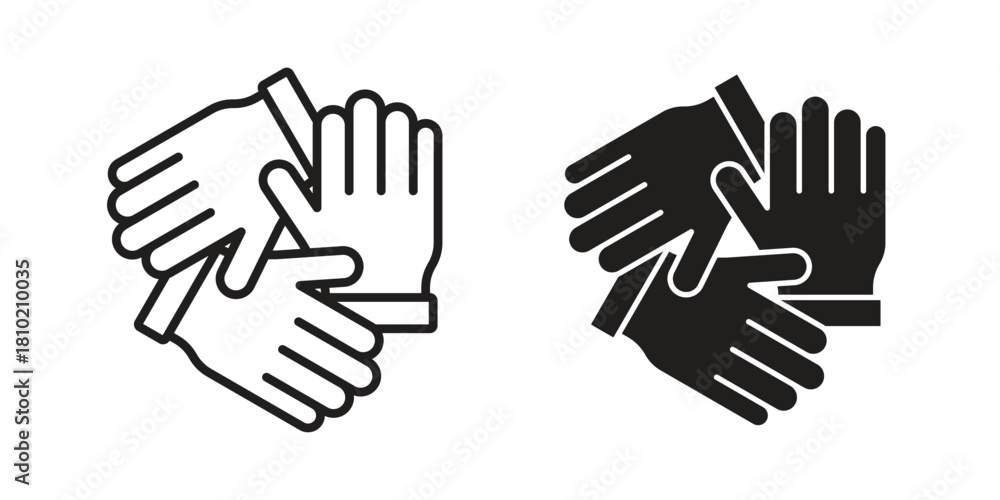 Obraz premium Teamwork icon illustration, thin line vector, web design sign,