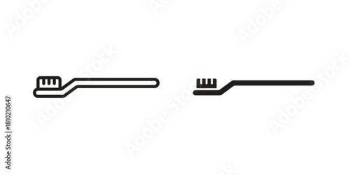 Toothbrush icon illustration, thin line vector, web design sign,