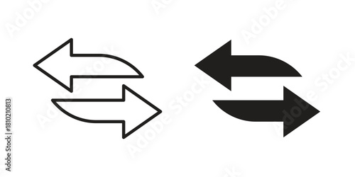 Transfer arrows icon illustration, thin line vector, web design sign,