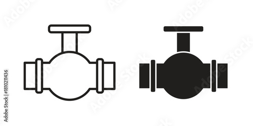 Valve icon illustration, thin line vector, web design sign,