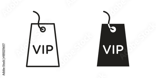 VIP neck tag icon illustration, thin line vector, web design sign,