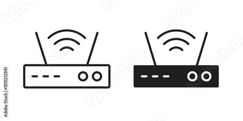 Wifi modem icon illustration, thin line vector, web design sign,