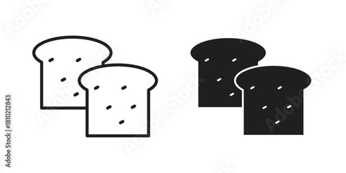 White bread icon illustration, thin line vector, web design sign,