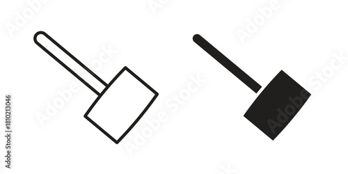 Wooden mallet icon illustration, thin line vector, web design sign,