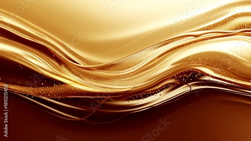 Shimmering waves of golden liquid, abstract coffee background