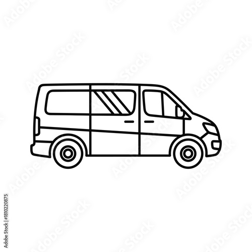 Simple outline drawing of a passenger van or minibus