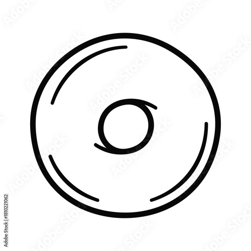 Simple hand drawn outline of a donut with a hole in the center