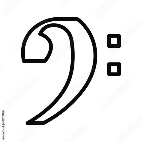 Simple outline of a bass clef symbol with two dots