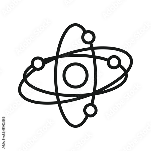 Stylized atomic model illustration with orbiting electrons