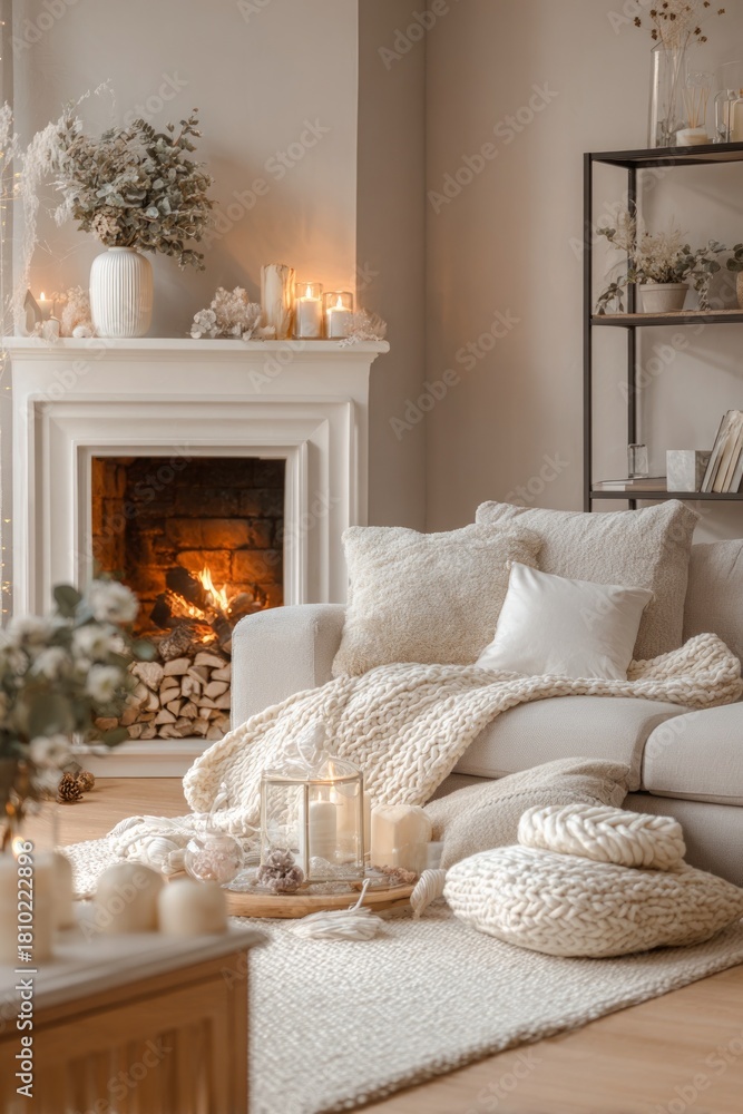 Fototapeta premium Aesthetic Winter Christmas Scene with Cozy Holiday Atmosphere and Festive Seasonal Charm