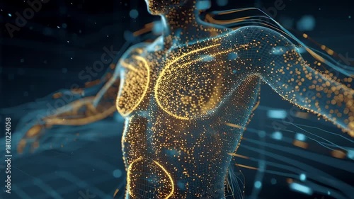 Digital Body Morph Animation Fitness Technology Weight Loss Concept