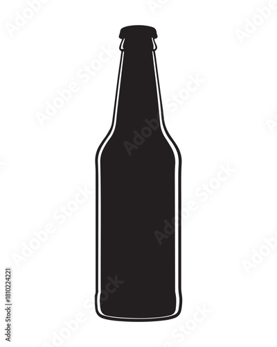 Beer bottle silhouette, soda bottle silhouette, beverage bottle vector, drink bottle icon, simple bottle shape, black bottle outline, minimal bottle design
