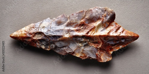Ancient Flint Arrowhead: Primitive Tool Crafted by Amerindian Cultures circa 10,000 BC