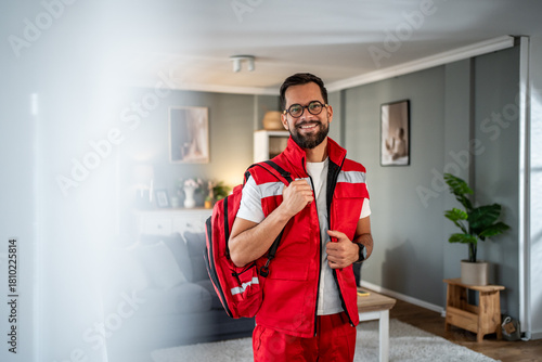Εκτύπωση καμβά Male paramedic smiling at camera wearing medical uniform