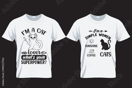 Cat SVG T Shirt Design Template , Cat silhouette T Shirt, sublimation printing file,  Cat lover t shirt, 8