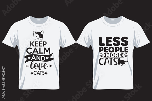 Cat SVG T Shirt Design Template , Cat silhouette T Shirt, sublimation printing file,  Cat lover t shirt, 4