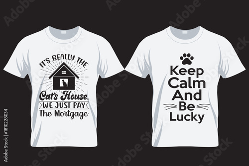 Cat SVG T Shirt Design Template , Cat silhouette T Shirt, sublimation printing file,  Cat lover t shirt, 5