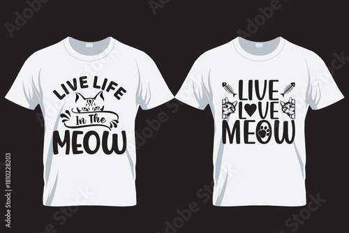 Cat SVG T Shirt Design Template , Cat silhouette T Shirt, sublimation printing file,  Cat lover t shirt,