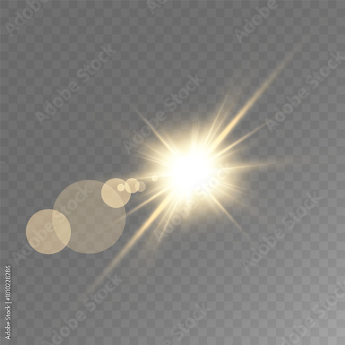 Realistic Sun Light Rays Effect on Transparent Background
