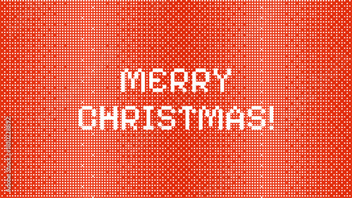 Merry Christmas Pixelated bitmap gradient holiday background. Retro halftone computer game banner