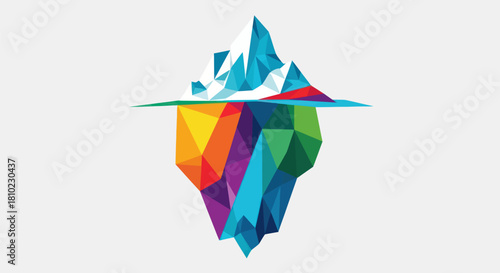 Abstract geometric iceberg illustration colorful digital art on white background