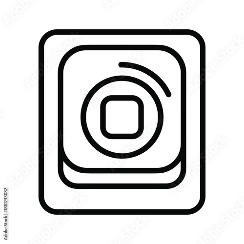 Minimalist line art icon of a sushi roll with a square center on a white background