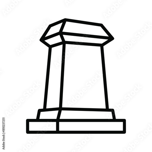 Simple line drawing of a monumental pillar or pedestal with a hexagonal top