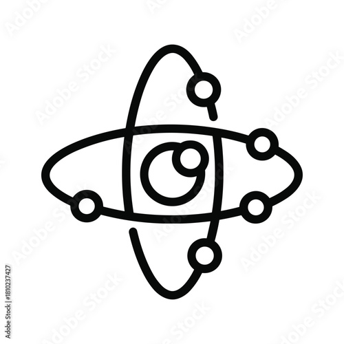 Stylized hand drawn atomic structure with orbiting electrons and nucleus