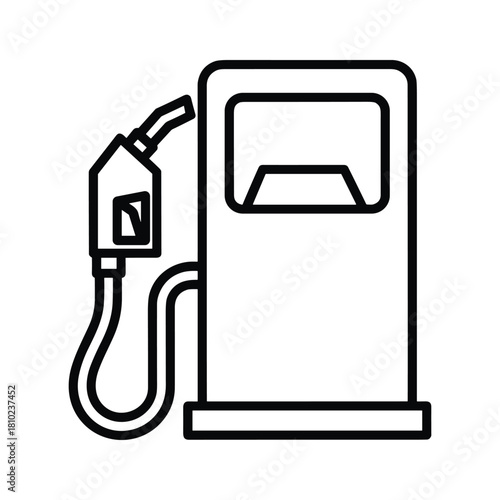 Simple outline icon of a fuel pump at a gas station for transportation and energy concepts