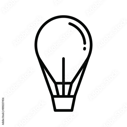 Simple outline drawing of a hot air balloon with a basket and suspension lines