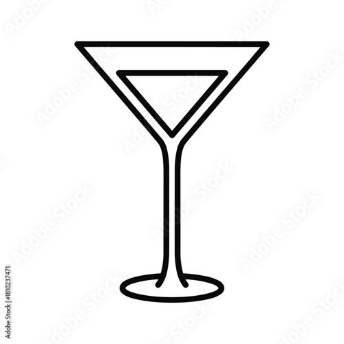 Minimalist outline of a classic martini glass filled with liquid on a white background