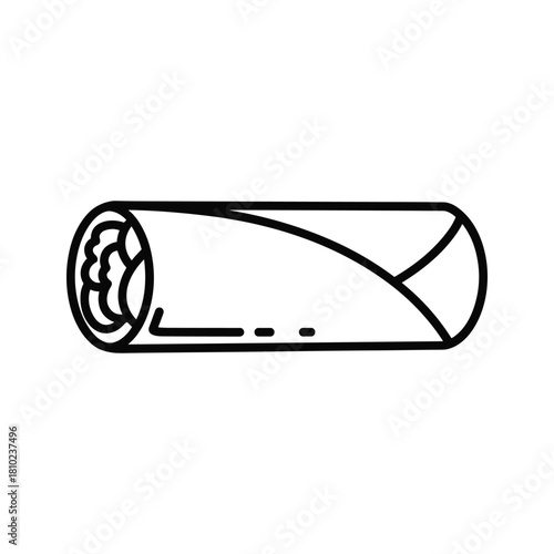 Simple line drawing icon of a fresh spring roll or egg roll