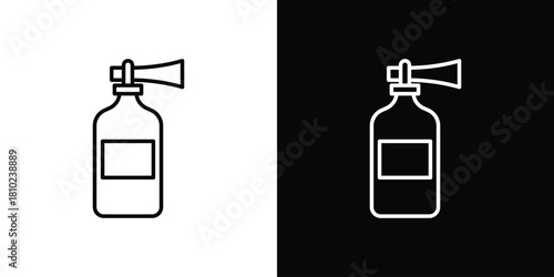 Air horn icons pack. Set of black and white liner stroke symbols