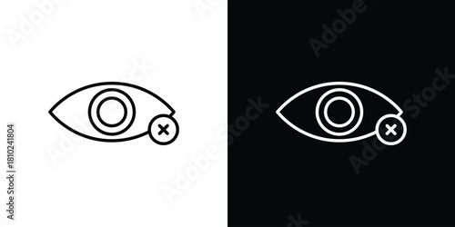 Blindness icons pack. Set of black and white liner stroke symbols