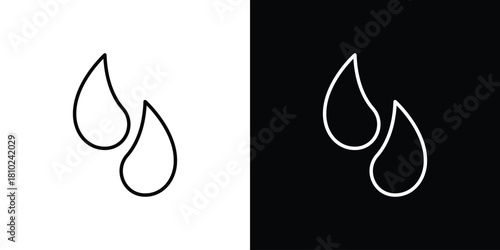 Blood drops icons pack. Set of black and white liner stroke symbols