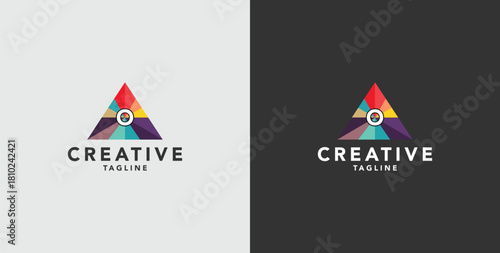 Digital colorful abstract icons, elements and symbols with initial O logo, template