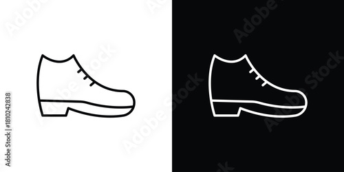 brisk boots icons pack. Set of black and white liner stroke symbols