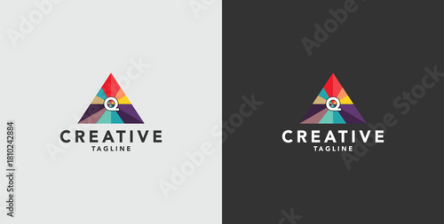 Digital colorful abstract icons, elements and symbols with initial Q logo, template