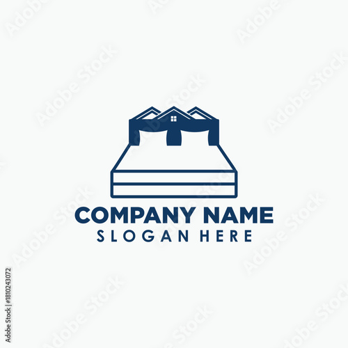 mattress and home logo concept, furnish icon design template
