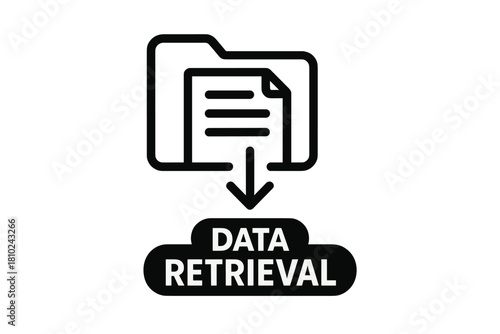 Digital folder icon showing data access and information retrieval process