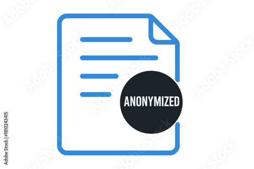 Digital document icon showing anonymized data for privacy and security concepts
