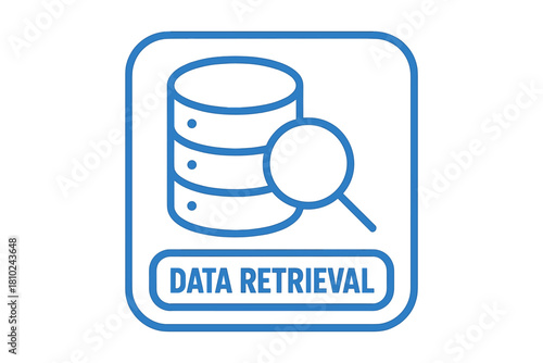 Magnifying glass searching data on a server stack representing information retrieval