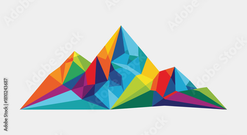 Abstract geometric mountain range illustration with colorful polygonal design